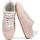 LUCKY STEP Women's Retro Fashion Sneakers Thin Sole Tennis Casual Anti-Slip Cow Suede Running Trainer Gym Trendy Classic Comfortable Lightweight Walking Shoes