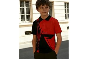 Boys Printed Polo Shirt Short Sleeve Stylish Moisture Wicking UPF 30+ Performance Golf Shirts