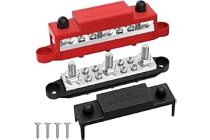 Joinfworld 12V 250A Power Distribution Block with 3 x 3/8" Stud Marine Bus Bar Terminal Block - 12 Volt DC Battery Bus Bar wi