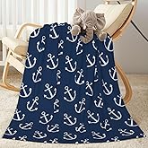 Duduho Nautical Anchor Navy Blue Baby Blanket Ultra Soft Throw Blanket All Season Warm Light Weight Cozy Plush Blankets for Home Bedroom Sofa Chair Travel, 40"X30"