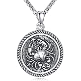 URONE Cancer Necklace 925 Sterling Silver Cancer Pendant And Chain Constellation Necklace Astrology Jewelry Birthday Gifts for Women Men