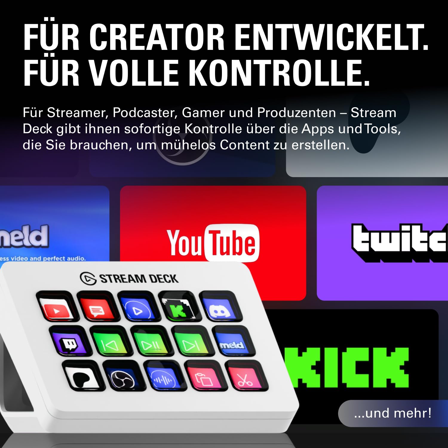 Elgato Stream Deck MK.2 White – Studio-Controller, 15 Makrotasten, auslösen von Aktion in Apps und Software wie OBS, Twitch, YouTube und anderen, für Mac und PC 2