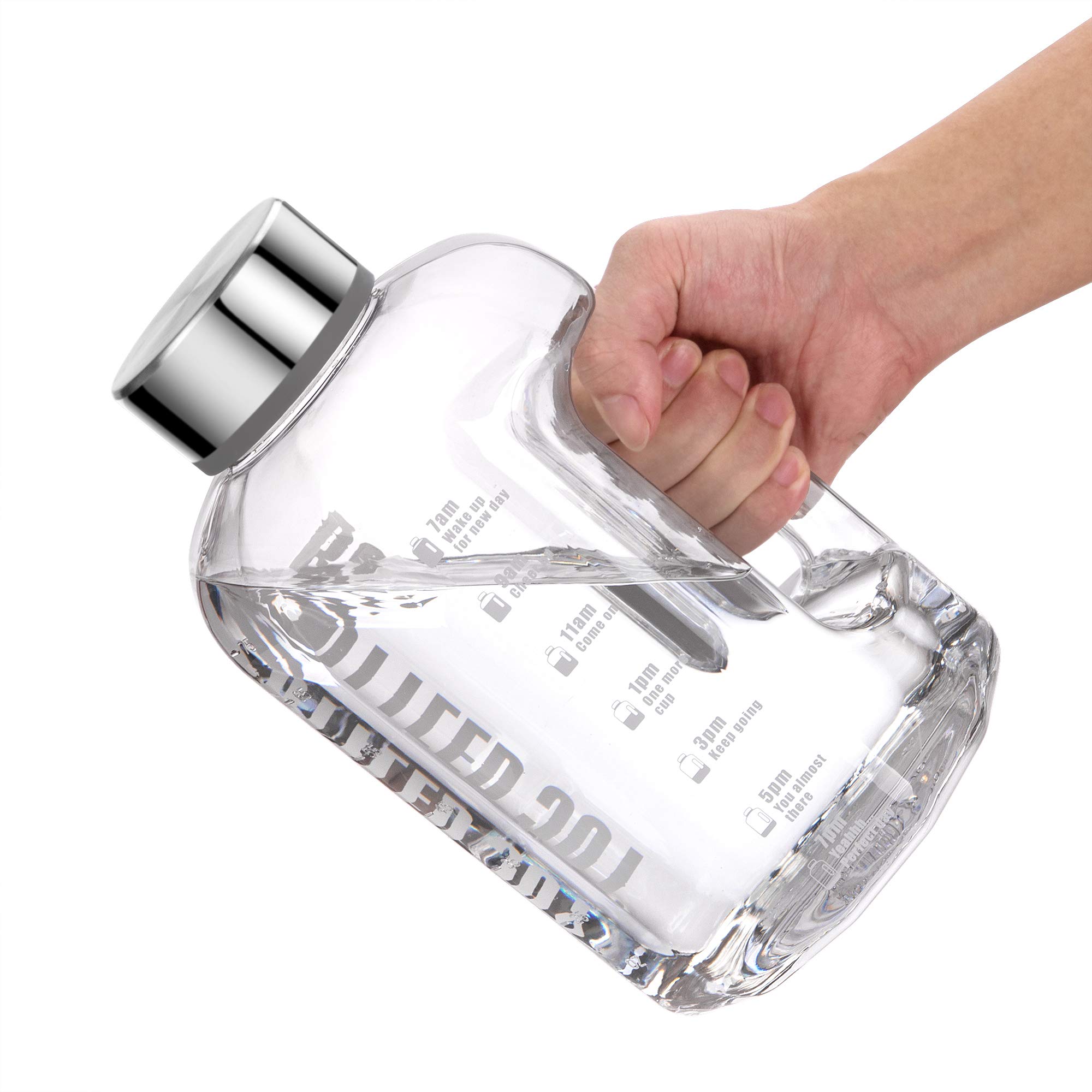 VENNERLI Water Bottles 2.2l Sports Water Bottle with Time Markings - BPA Free Xl Jug Leak Free Large with Handle Durable Reusable for Gym, Training, Hiking, Travel, Office, School