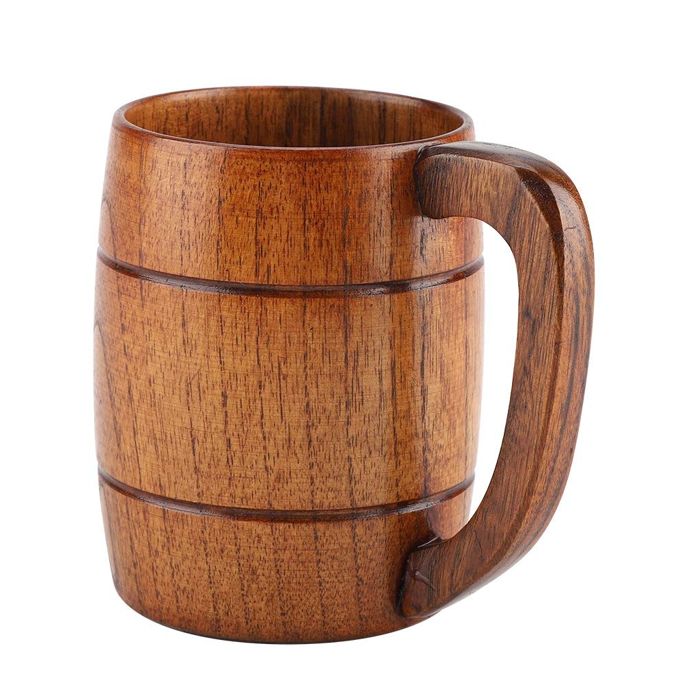 GLOGLOW Wooden Beer Cup, Drinking Mug – Handcrafted Eco-Friendly Durable, Large Capacity, 8cm Diameter 10.8cm Height, Bar Restaurant Party Use