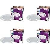 Philips Smart 5-6 Inch Retrofit Recessed Downlight 4-Pack, 1150 Lumens, LED Color Changing Lights, Connects to Wi-Fi, Control with Voice or App, Powered by WiZ Connected