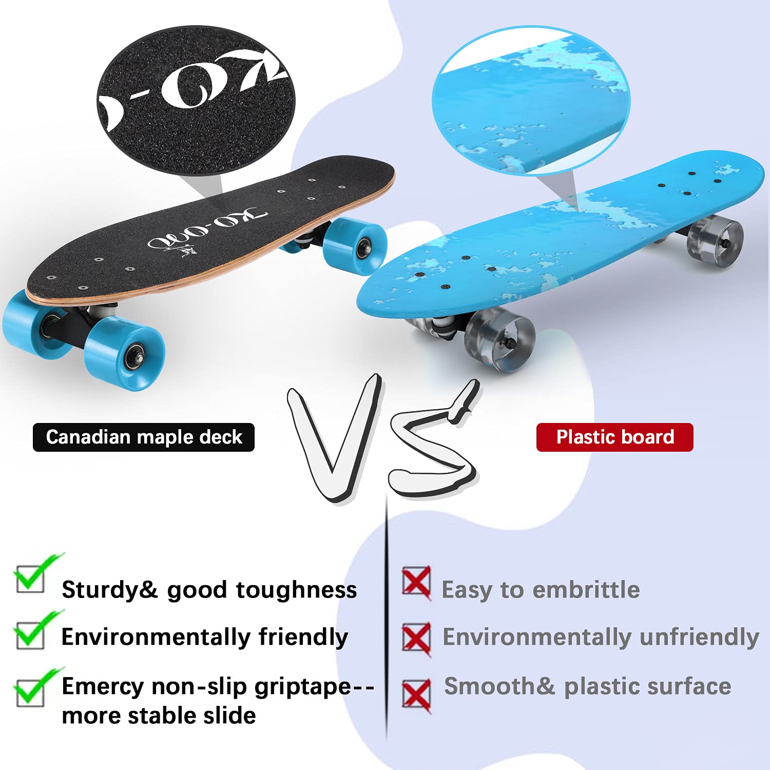 KO-ON Skateboard Complete Skateboards 22 Inch Mini Cruiser Skateboards for Beginners Kids Boys and Girls