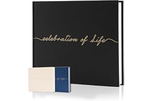 Braveriky Twill Funeral Guest Book for The Celebration of Life - in Loving Memory Guestbook with a Memory Table Sign - Hardcover Guest Sign in Book for Funeral Service - 320 Entries, 9"x7.5", Black