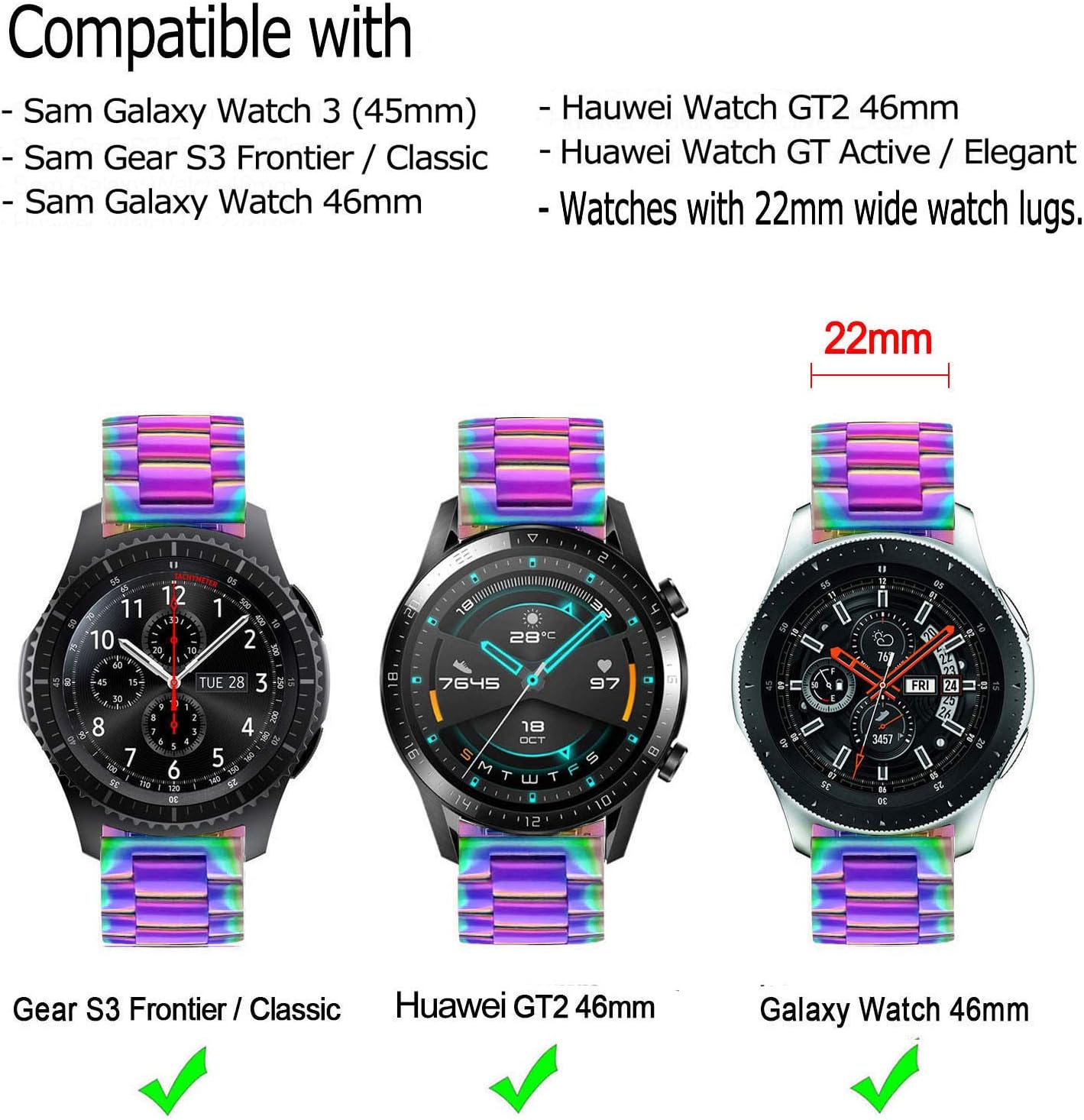 DEALELE Strap Compatible with Samsung Galaxy Watch 46mm / Galaxy 3 45mm - Image 4
