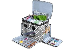 Luxja Knitting Bag, Yarn Bag with Cover and Shoulder Strap, Yarn Tote Bag for Carrying Projects, Knitting Needles(up to 14”),