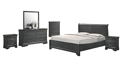 Best Quality Furniture Ver Q4nc Verona 6pc Queen Bed Dresser Mirror 2 Nightstands Chest Gray