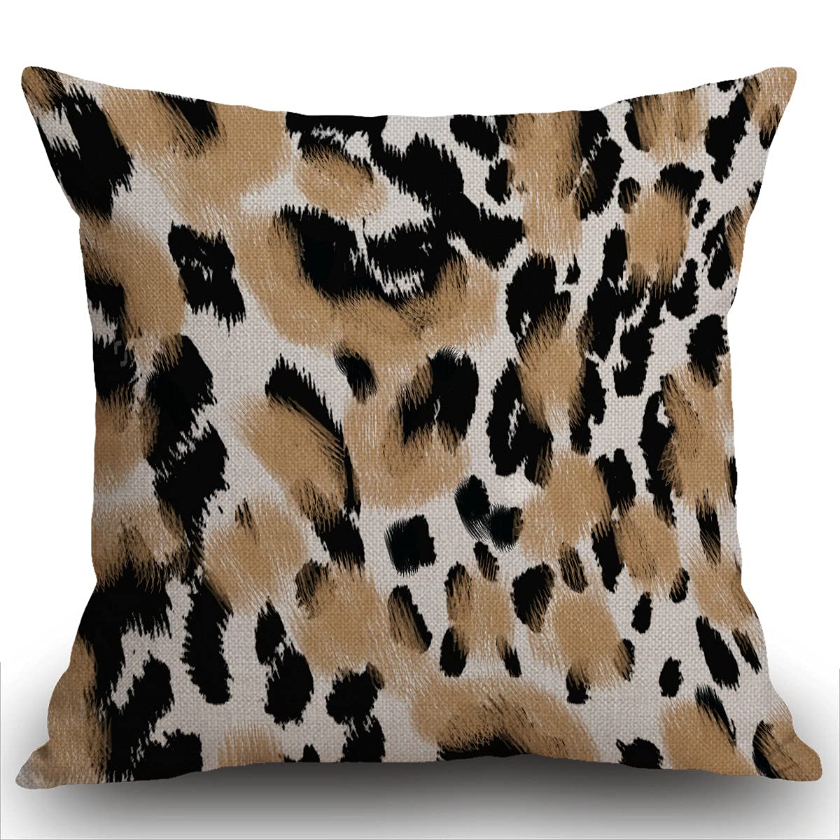 Smooffly Cushion Cover Animal Leopard Print pillow cover Cotton and Linen Throw Pillow Case Home Decor Standard Size Pillow Cover 18x18 inches 45x45cm