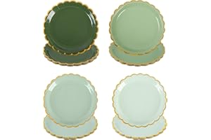 AimFun Pink Scalloped Party Plates Gold Foil Border Paper Plates Disposable 9inch Gradient Serving Plates for Birthday Weddin