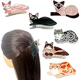 6-Piece Set of Cat Claw Hair Clips, Cute Cat Hair Accessories for Girls, Funny Animal Barrettes, Medium Cat Shaped Decorative Hair Clips for Women