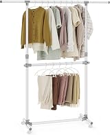 SONGMICS Double Clothes Rail Extendable Top Rail White LLR401W01 113-180 cm view 2