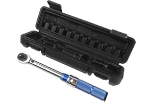 Noteflora 1/4 Inch Drive Click Adjustable Torque Wrench 5-25Nm 4-18ft/lbs Ratchet Heads Alloy Steel Polished Chrome With Case