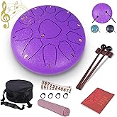 Heyfriday Steel Tongue Drum - 10 Inches 11 Notes Rain Drum - Metal Hand Pan Drum for Adults/Kids with Music Book, Handpan Mallets and Carry Bag, C Major Musical Instruments(Lavender Purple)