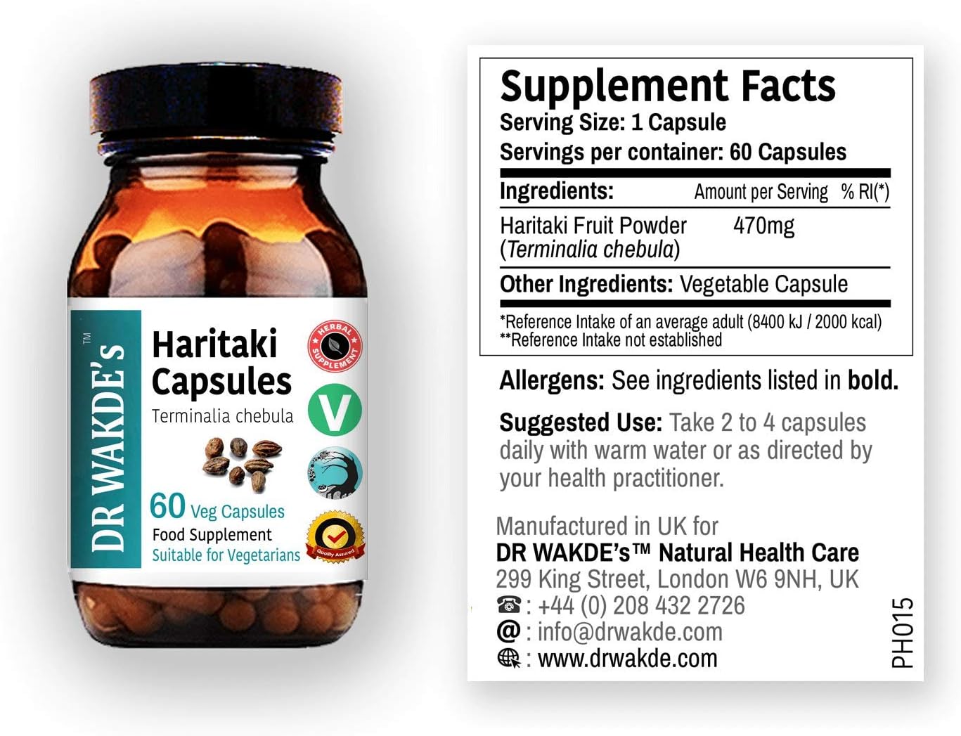 DR WAKDE’S Haritaki Capsules (Terminalia chebula/Hirda), 60 count (Pack of 1) - Image 4