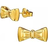 Bow Gold-Plated Stainless Steel Stud Earrings, Tiny Minimalist Jewelry