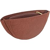 NICENEEDED Brown Purse Organizer Insert with Zipper, Felt Bag Divider for Tote & Purse, Moon Shape Tote Bag Organizer Insert Shaper