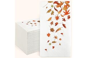 Homlouue 100PCS Fall Leaves Napkins, 3-Ply Thanksgiving Napkins Disposable, Guest Towels Disposable Bathroom, Fall Paper Napkins Decorative, Napkins Disposable for Bathroom Kitchen Home Decoration