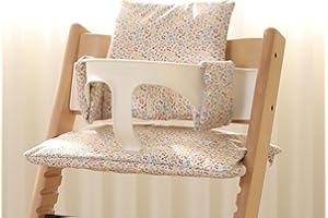 Gembebe Waterproof Cotton Cushion Set, Stokke Tripp Trapp Compatible, 100% Cotton, Flower Garden, 12.0x16.5 inches, 49.5 Counts