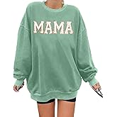 YI XIANG RAN Mama Sweatshirt for Women Oversized Mama Shirts Casual Long Sleeve Mom Pullover Loose Blouse Tops