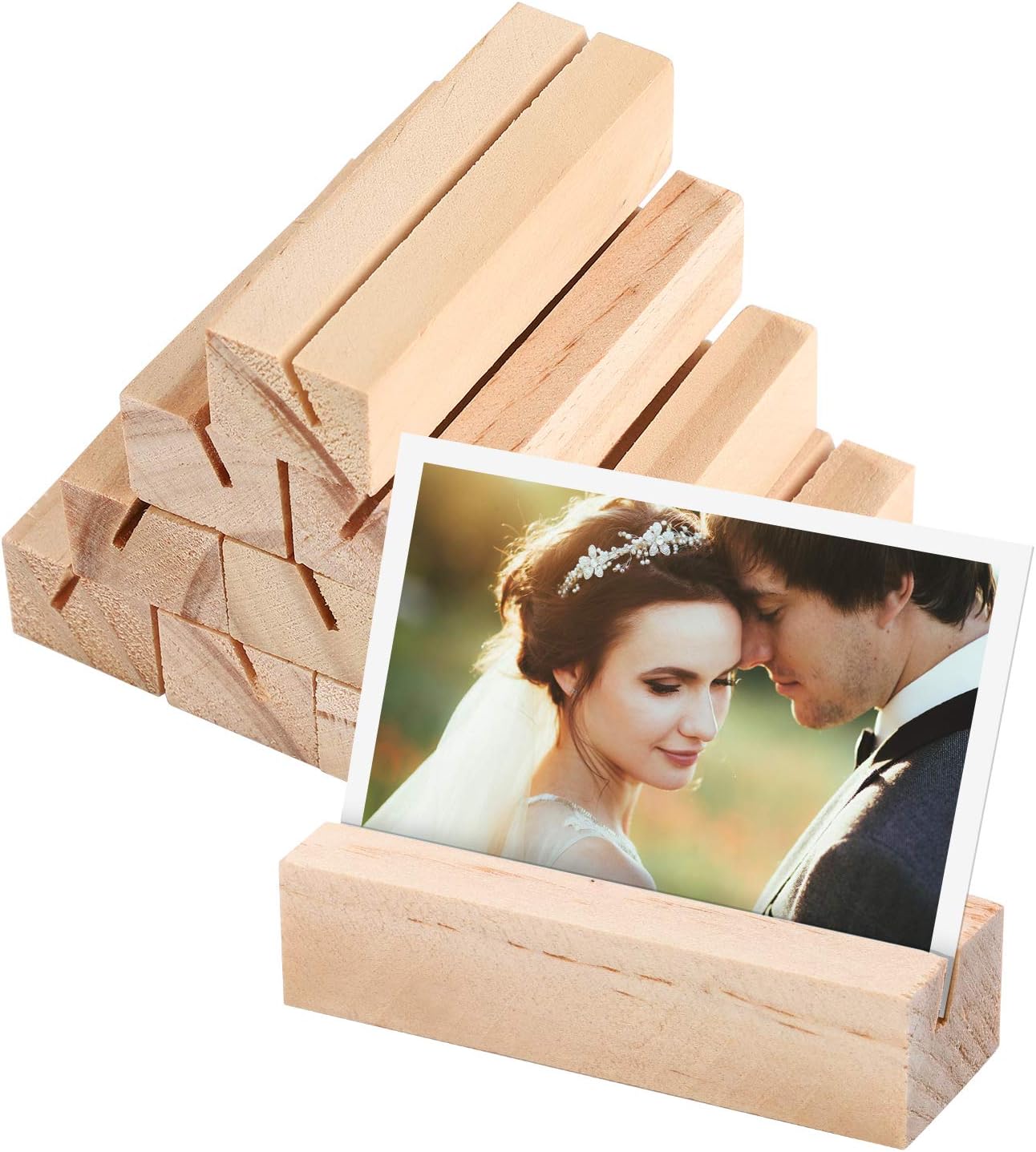 TOYANDONA 10Pcs Wooden Table Place Card Stands Party Table Number Clip Holder Photo Picture Display Stand for Party Home Office