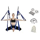 Gpeng Aerial Flying Yoga Hammock Set - Yoga Swing/Inversion/Sling Hammock with 2 Daisy Chain Adjustable Straps + All Installation Hardward + Installation Guide (DoublePurple)