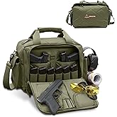 Gun Range Bag for Shooting – 3+ Compact Pistol Revolver Range Bag for Handguns and Ammo – Self Standing Gun Bag – Handguns Bag with Durable Double Stitching Lockable YKK Zippers