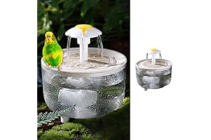 MANON ROSA Bird Bath for Parakeets - Small Bird Shower Bathing Fountain with Filtered Circulating Water Pool Sink for Parrots Lovebirds Conures Finches Cockatiels - Easy-Clean Pet Accessories (Clear)