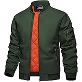 KEFITEVD Bomber Jacket Men Winter Coats Full Zip Windbreaker Mens Jackets Casual Work Coats