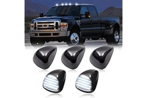 SHINEFIT 5PCS LED White Cab Roof Lights Replacement for 1999-2016 F250 F350 F450 F550 Superduty / 2004-2017 F650 F750, Smoked Top Cab Roof Clearance Lights for F250 F350 F450 Pickup Truck