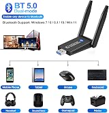 Omivine USB 3.0 WiFi Bluetooth Adapter 1300Mbps 5.8G/2.4G Dual Band AC PC Laptop view 4