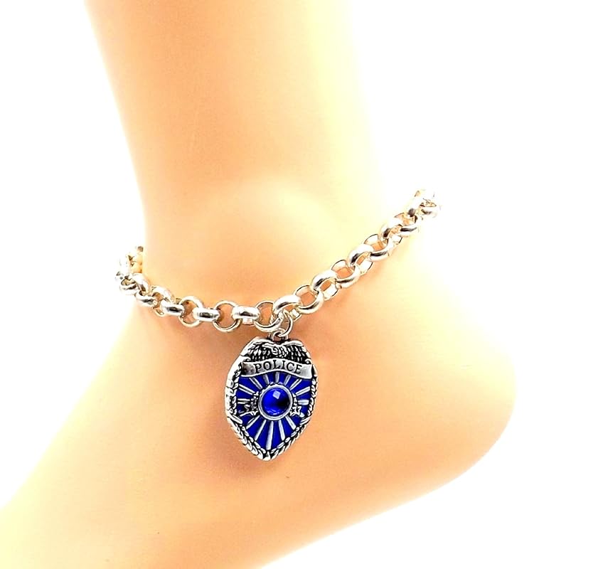 Police Shield Anklet Stainless Steel Ankle Bracelet Men