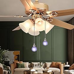 2 Pieces Purple Crystal Ceiling Fan Pull Chain