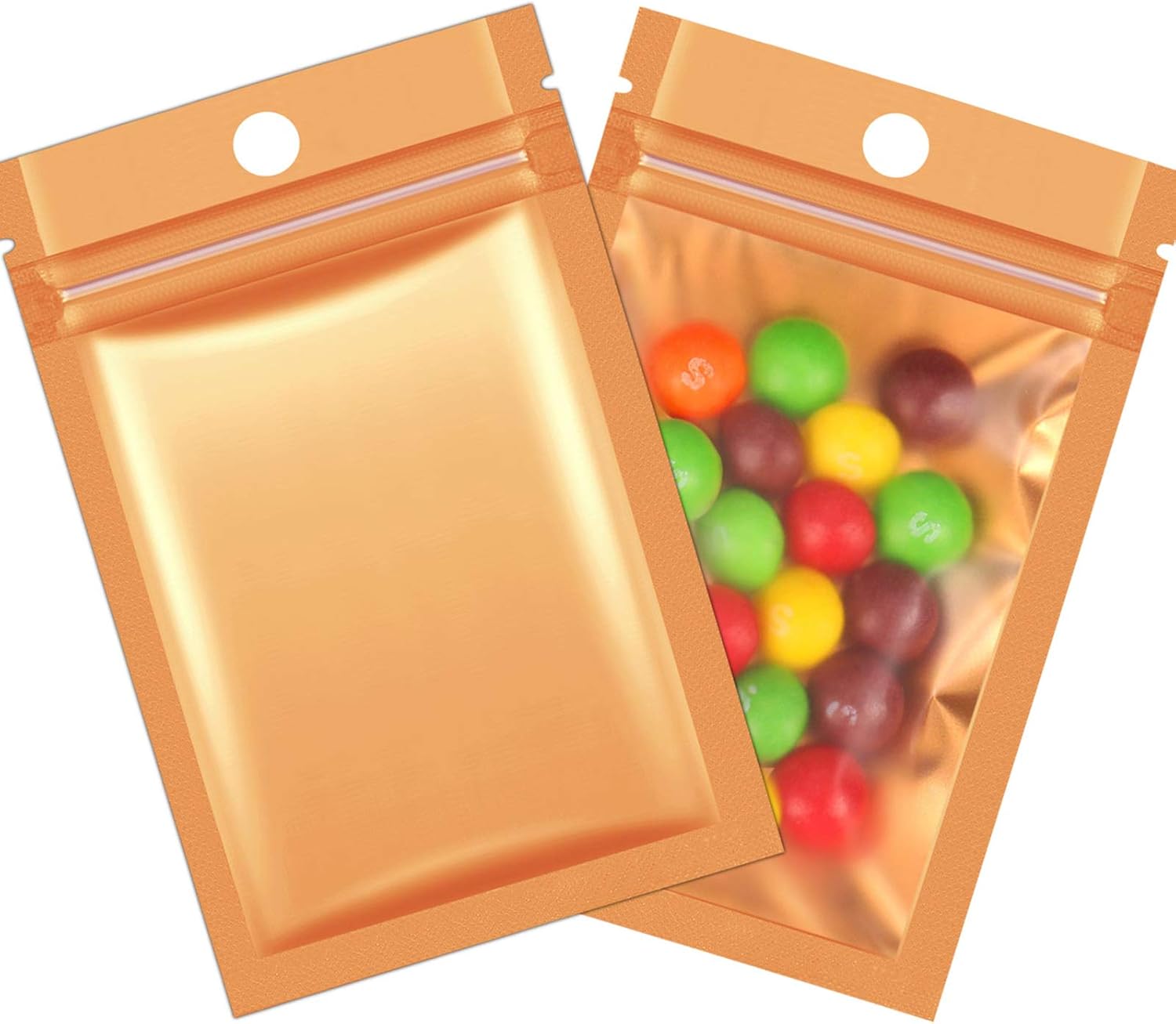 200 Pieces Mylar Zip Lock Bags Aluminum Foil Bags, Flat Metallic Mylar Foil Flat Food Storage Bags Pouch (Gold)