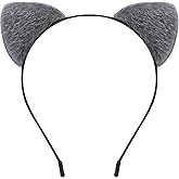 NESTRE Cat Ears Headband,Furry Cat Ears Headband for Women Halloween Costume Cosplay Party Accessories