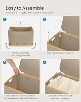 SONGMICS 150 L Laundry Basket with Lid 3-Section Collapsible Camel Brown view 8