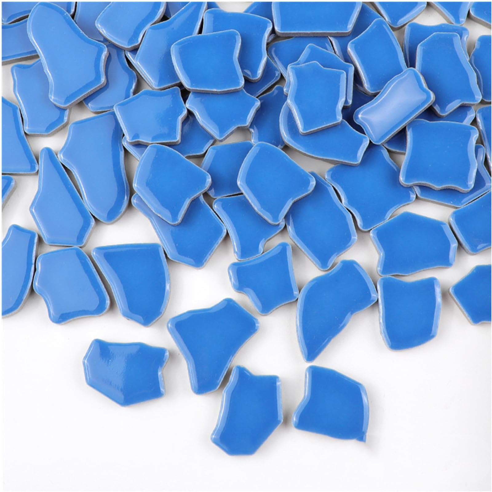 500g Irregular Ceramics Mosaic Tiles, 2-4CM Mosaic Pieces Stones for DIY Mosaic Making Craft Hobby Arts Home Wall Decoration (Blue)