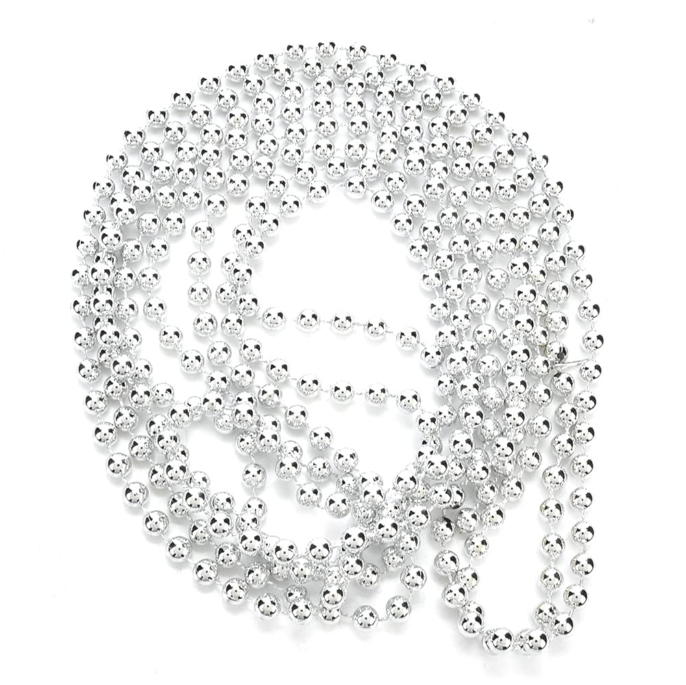 6mm 2.7M Bead Chain, Ball Chain Long Bead Christmas Wedding Decoration(Silver)