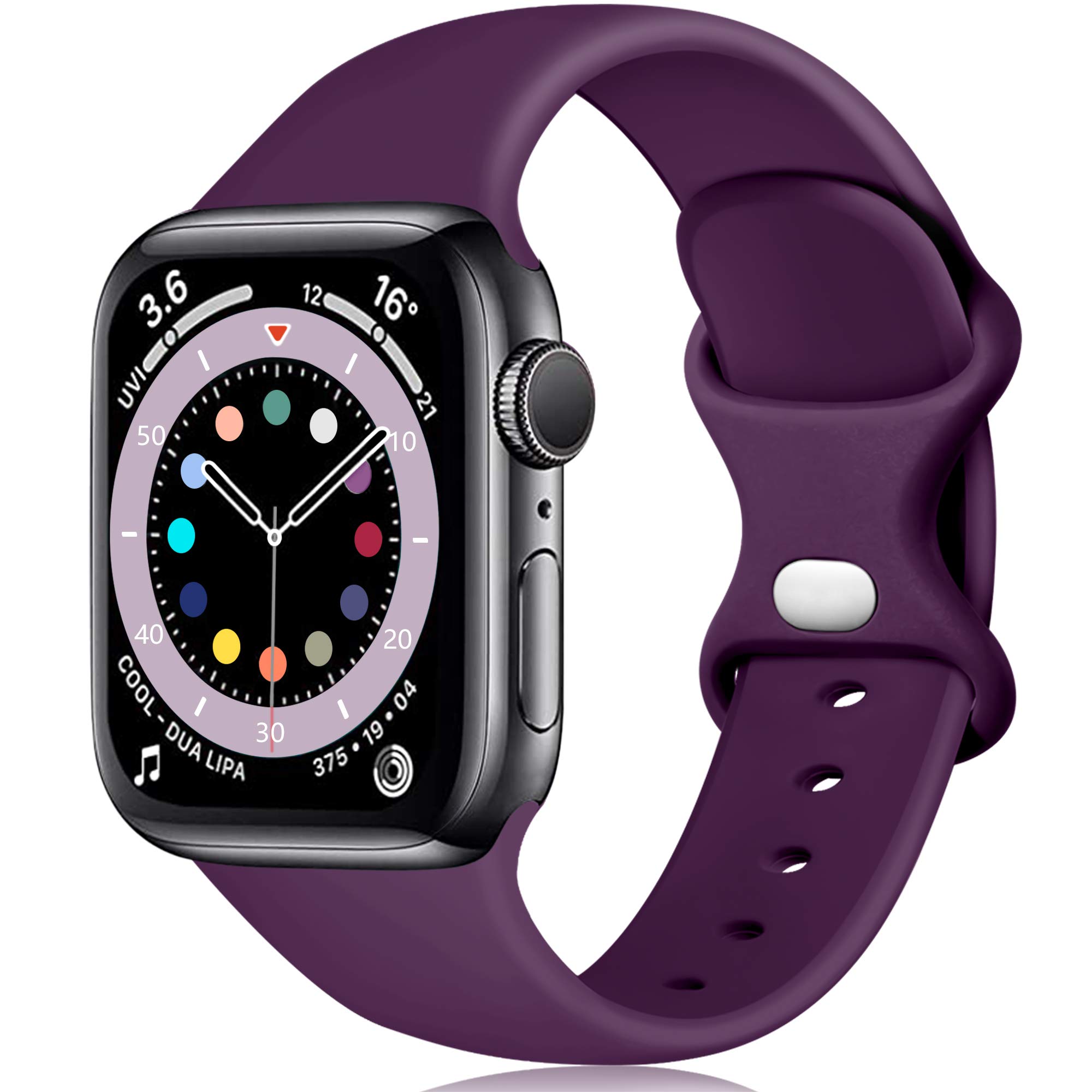 Epova Silicone Strap Compatible with Apple Watch Strap 44mm 42mm 45mm 46mm 49mm, Replacement Straps for Apple Watch Ultra/Ultra 2/ iWatch SE 3 Series 11 10 9 8 7 6 5 4 3 2 1, Deep Purple, Large