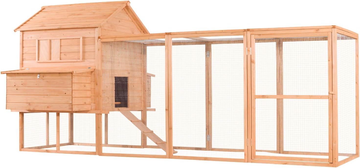 Lovupet 12ft Large Backyard Hen House Wooden Chicken Coop w/Long Run 0314(2)