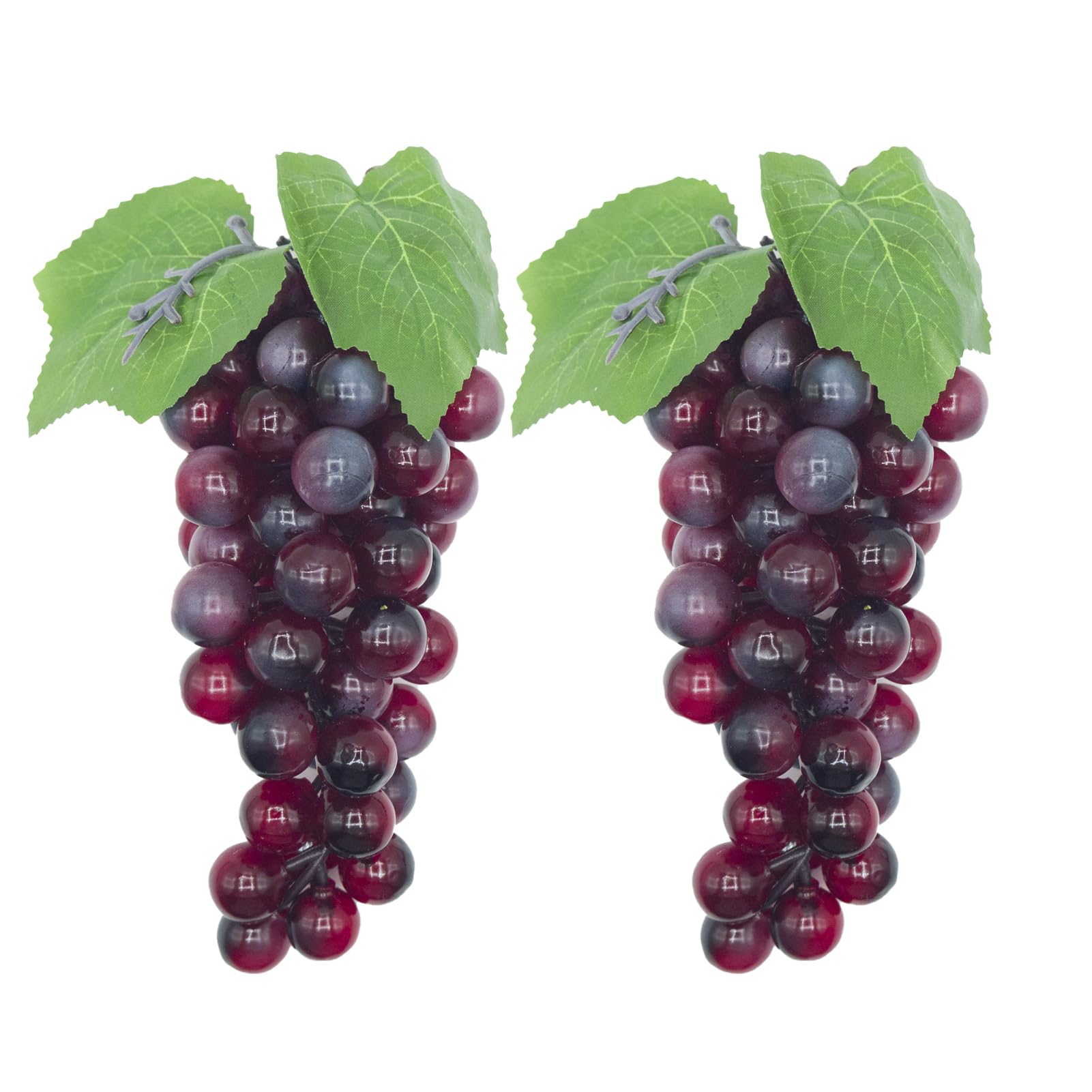 Photo 1 of 2 Bunches Faux Grapes Decor Realistic, 8 Inch Decorative Fruit Artificial Grapes, Fake Fruit Grapes for Wedding Party Cabinet Pub Fall Harvest Farmhouse Photography Props (60 Grains Purple)