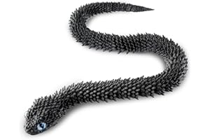 TITIC 3D Printed Snake Animals Toys, Articulated Flexible 3D Printed Viper Fidget Toy, Realistic Slithering Design, Home Office Executive Desk Decor (Black, 12 in)