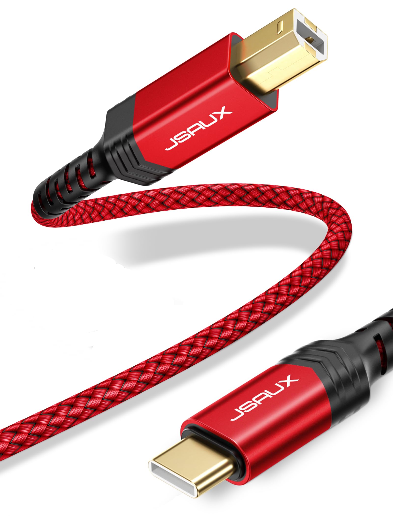 Photo 1 of JSAUX USB B to USB C Cable 6.6ft, USB C Printer Cable Compatible with MacBook Pro, HP, Epson, Canon, Brother, Lexmark, Xerox Printers and Scanner-Red