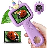 Microscope for Kids - Mini Pocket Microscope Handheld, 2.4" - 600X FHD Digital Microscope Educational Science Toys, Outdoor Toys for Kids Ages 4-8 8-12, Boys & Girls Christmas Birthday Gifts