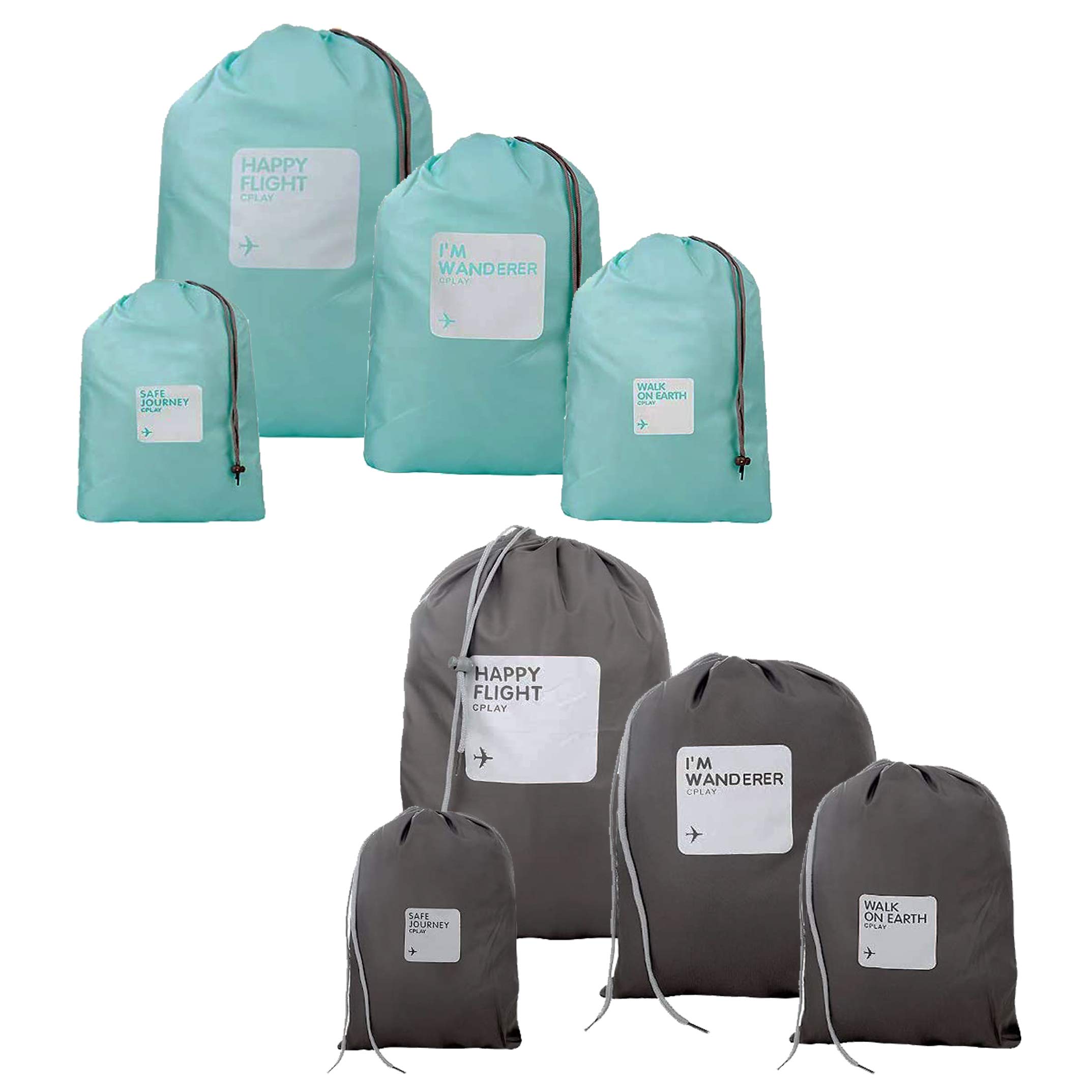 XLKJ 8 Pcs Waterproof Drawstring Travel Bags,Travel Essential Luggage Organisers Bag