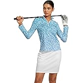 ACEGOLFS Womens Golf Polo Shirts Long Sleeve Quarter Zip Pullover Shirt for Women Quick Dry Printed Athletic Workout Tops
