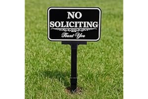 DXSIGN Large No Soliciting Yard Sign With Stake, 14x10 Inch/37 Inch Long Adjustable Height,Metal Aluminum Signs Outdoor No Soliciting Signs for House/Front Door and Business