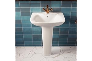 DEER VALLEY DeerValley DV-1P526 Modern White 24" X 19" Ceramic Pedestal Bathroom Sink With Overflow and Pre-Drilled Single Hole